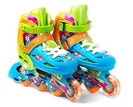 Titan Flower Princess Girls Inline Skates with LED Light-up Front Wheel and LED Laces, Multiple Size and Color Options