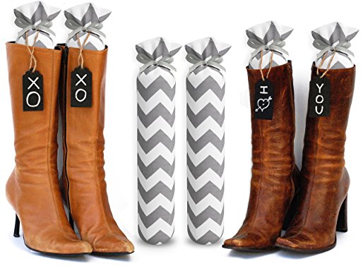 My Boot Trees, Boot Shaper Stands for Closet Organization. Many Patterns to Choose From. 1 Pair. (Gray Chevron)