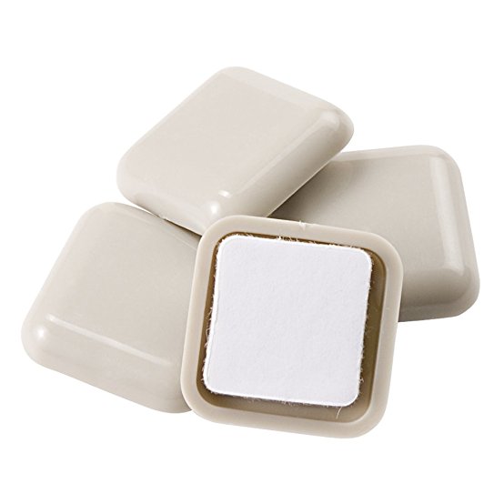 Self-Stick, Square Heavy Furniture Sliders for Carpeted Surfaces (4 pack) - 1" Square Beige SuperSliders