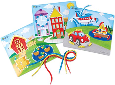 Learning Resources Learning Laces, Letter, Shape & Number Recognition, Fine Motor Skills, Toddler Readiness, Ages 3