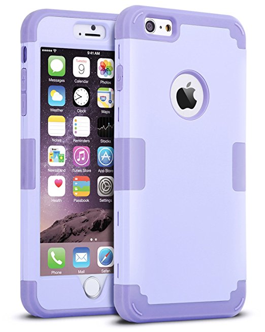 iPhone 6S Plus Case, iPhone 6 Plus Case, BENTOBEN Drop Protection Shockproof 3 in 1 Hybrid Hard PC Covers Soft Silicone Bumper Full Body Protective Case for iPhone 6 Plus / 6S Plus (5.5 Inch), Purple