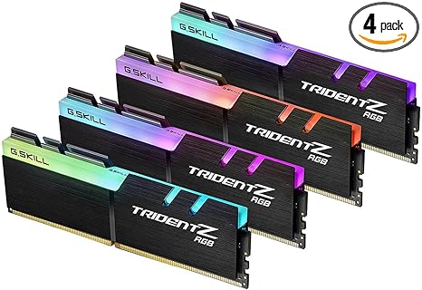 G.SKILL 64GB (4 x 16GB) TridentZ RGB Series DDR4 PC4 -28800 3600MHz for Intel Z270 Platform Desktop Memory Model F4-3600C17Q-64GTZR