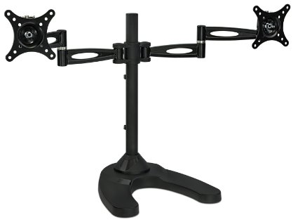 Mount-It MI-792 Dual LCD Monitor Mount Stand Articulating Arm Fully Adjustable Freestanding Desk Two Computer LED Flat Screens 20 22 23 24 25 and 27 Inches VESA 75 and 100 Black