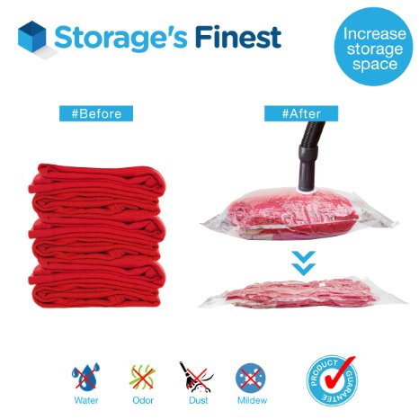 Storages Finest Vacuum Storage Bags Space Saver Seal Assorted Sizes Contains 1 x Jumbo 35 x 476 4 x Large 263 x 399 6 x Medium 212 x 334 and 3 Roll-up Travel Sizes