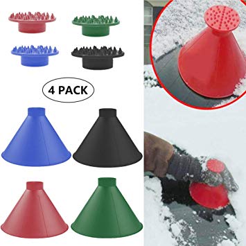 Cone-Shaped Round Windshield Ice Scraper Magic Scraper Car Windshield Snow Scrapers, Magic Funnel Snow Removal Shovels Tool (4 Colors)
