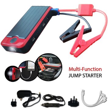 Xtech 3 in 1 Powerful 12000mAh Car JUMP STARTER / Portable POWER BANK Electronics / Ultra-Bright LED Flashlight Device - Jump Starter Designed for Cars, Pickup Trucks, SUV's, Boats and all Motor Operated Vehicles
