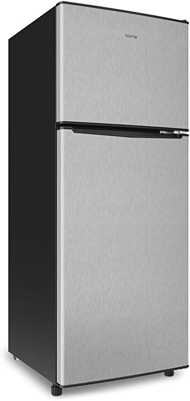 hOmeLabs 4.6 cu. ft. Refrigerator with Freezer - Energy Star Certified, Stainless Steel, Adjustable Glass Shelves - Ideal for Home, Office, Dorms and Apartments