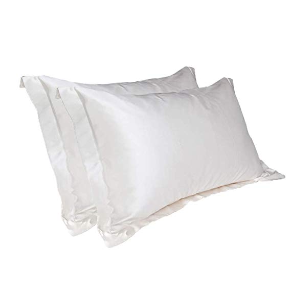 New_Soul 1 Pair Silk Satin Pillowcase Cover for Hair White Skin and Facial Care Underside 54 cm x 84 cm