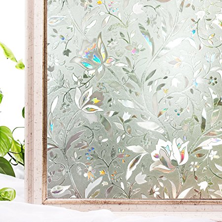 Window Film 17.7x78.7 Inches 3D Static Privacy Decoration Self Adhesive For UV Blocking Heat Control Glass Stickers