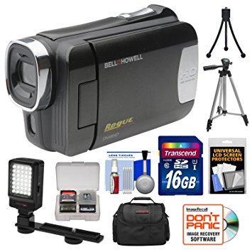 Bell & Howell DNV6HD Rogue Infrared Night Vision 1080p HD Video Camera Camcorder (Black) with 16GB Card   Case   Tripods   LED Light   Kit