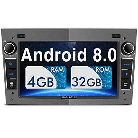 PUMPKIN Android 8.0 Car Stereo Head Unit for Opel Vauxhall Astra Zafira Corsa 4GB RAM with Sat Nav Bluetooth Support GPS WiFi DAB  Android Auto 128GB USB SD AUX 7” Touch Screen