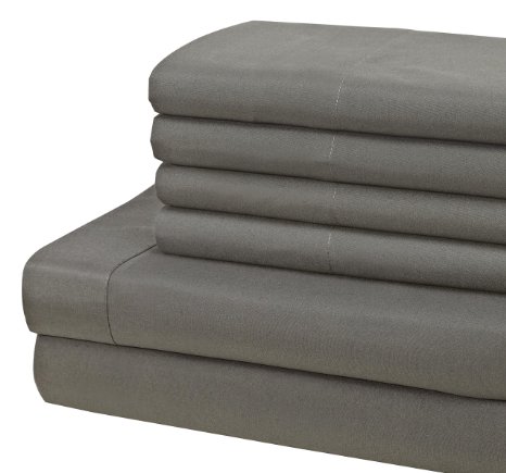 1800 Series Egyptian Collection Solid Microfiber 6 Piece Sheet Set (Full, Grey)