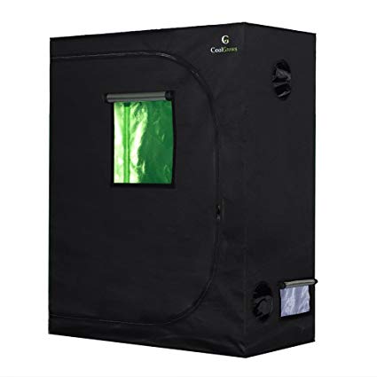 CoolGrows Grow Tent, 48"x24"x60" Mylar Hydroponic Grow Tent with Observation Window and Floor Tray for Indoor Gardening Plant Growing (48"x24"x60")
