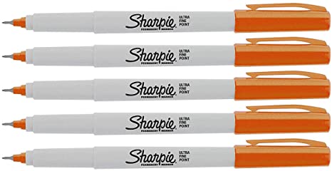 Sharpie Permanent Markers, Ultra Fine Point, 5-Count (Orange)