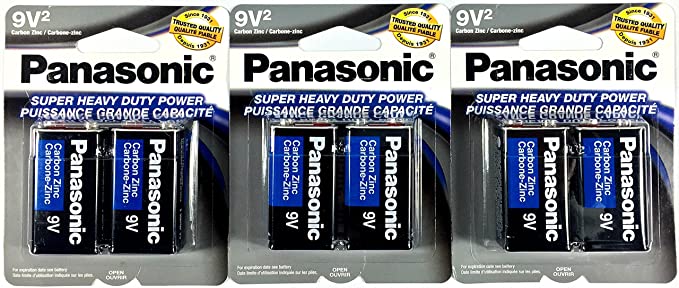 6Pc Size 9V Panasonic Batteries Super Heavy Duty Power Zinc Carbon