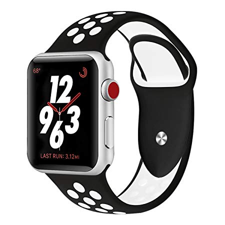 Braceleter Sport Band For Apple Watch 42mm 38mm,Soft Silicone Strap Replacement Wristbands For Apple Watch Sport Series 3 Series 2 Series 1