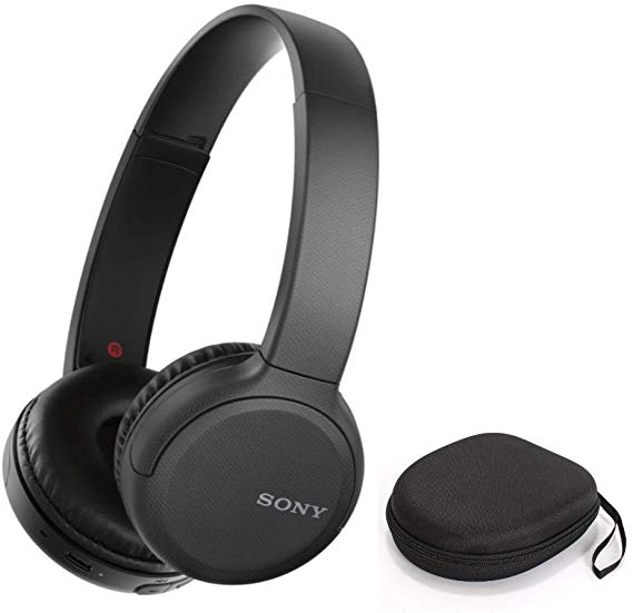 Sony WH-CH510 Wireless On-Ear Headphones, Black (WHCH510/B) with Hardshell Headphone Case Bundle (2 Items)