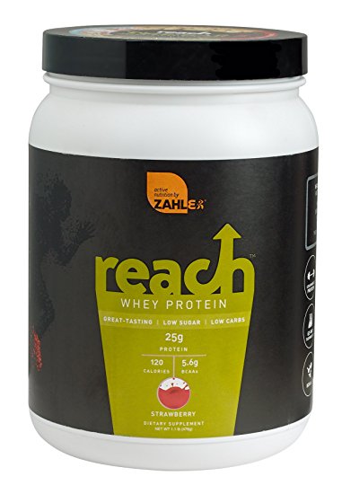 Zahler Reach, Whey Protein Shake Powder, Formula For Lean Muscle Build, All-Natural Weight Management Product, Naturally Sweetened And Flavored, Strawberry Flavor, 1.1 Pound