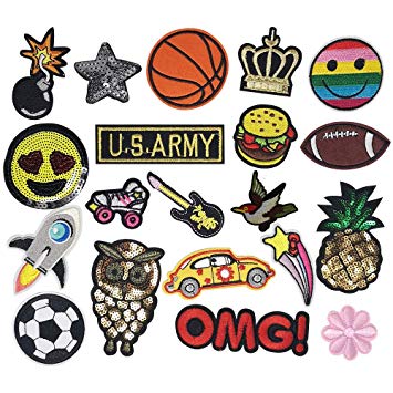 Dandan DIY Random 20pcs Kid Embroidered Patch Sew On/Iron On Patch Applique Clothes Dress Plant Hat Jeans Sewing Flowers Applique DIY Accessory (Assorted for Boys)