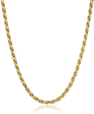 Amazon Essentials Gold or Rhodium Plated Sterling Silver Diamond Cut Rope Chain Necklace