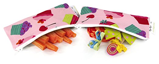 Itzy Ritzy Snack Happens Mini Reusable Snack & Everything Bag, 2 Pack, MSWB8065 (Cupcake Couture)