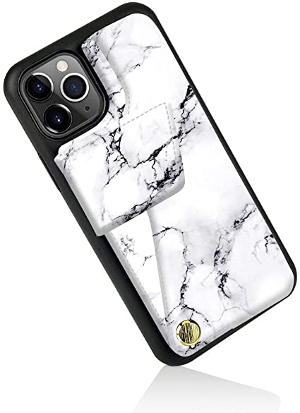 ZVEdeng iPhone 11 Pro Max Wallet Case, iPhone 11 Pro Max Case, iPhone 11 Pro Max Card Holder Case, Print Designed Case Marble Leather Wallet Credit Card Case Handbag-White Marble