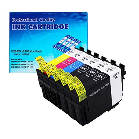 LINKO Re-Manufactured Ink Cartridges Replacement for Epson T288XL 288XL use with XP-330 XP-340 XP-430 XP-434 XP-440 XP-446 (3 Black, 1 Cyan, 1 Magenta, 1 Yellow, 6 Pack)