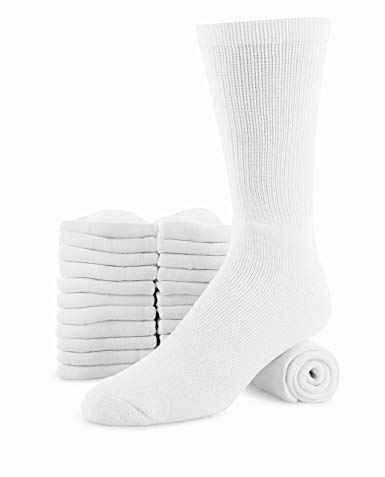 Men's White Athletic Active Socks Cotton 12 Pack Crew, Ankle, No Show, Quarter, Low Cut