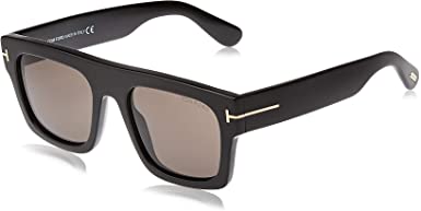 Tom Ford FT0711 01A Shiny Black Fausto Square Sunglasses Lens Category 3 Size 5