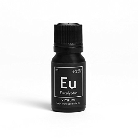 Vitruvi Organic Eucalyptus Essential Oil, 100% Pure Undiluted Premium Grade Essential Oil, Certified Organic (.34 oz)