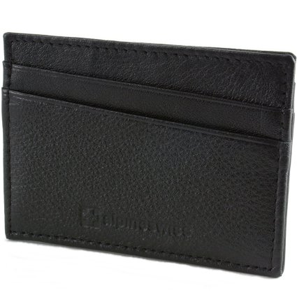 AlpineSwiss Leather Card Case Wallet Slim Super Thin 5 Card Slots Front Pocket