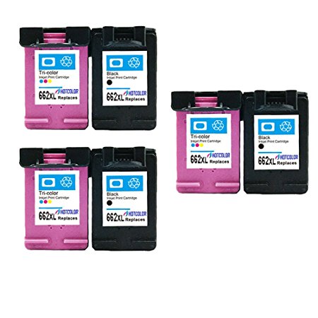 HOTCOLOR 6 Pack(3 BLACK 3 COLOR) Replacement for 662XL 662XL 662 XL Ink Cartridge for For Deskjet Ink Advantage 1515 3515 3545 Printer ( CZ105AL/ CZ106AL)
