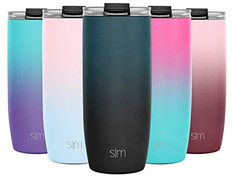 Simple Modern 20oz Voyager Travel Mug Tumbler w/Clear Flip Lid & Straw - Coffee Cup Vacuum Insulated Flask 18/8 Stainless Steel Hydro Water Bottle Ombre: Moonlight