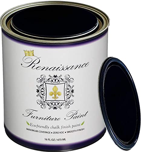 Retique It Chalk Finish Paint by Renaissance - Non Toxic, Eco-Friendly Chalk Furniture & Cabinet Paint - 16 oz (Pint), Midnight Black