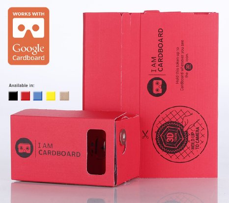 I AM CARDBOARD® 45mm Focal Length Virtual Reality Google Cardboard with Printed Instructions and Easy to Follow Numbered Tabs (WITHOUT NFC) (Red)