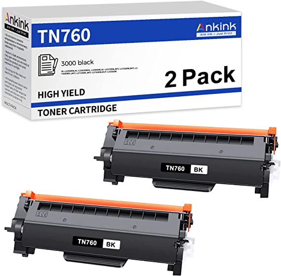 ANKINK TN760 TN730 High Yield Toner Cartridge Replacement for Brother TN-760 730 for HL-L2350DW HL-L2395DW HL-L2390DW HL-L2370DW MFC-L2750DW MFC-L2710DW MFC-L2730DW DCP-L2550DW Laser Printer,2 Black