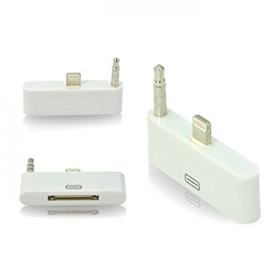 Mobi Lockª White iPhone 6 8 Pin to 30 Pin Audio Connector / Adapter / Converter for Audio Docking stations, Charging and Syncing - by Mobi Lockª