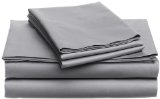Pinzon Hemstitch 400-Thread-Count Egyptian Cotton Sateen Sheet Set Queen Light Grey