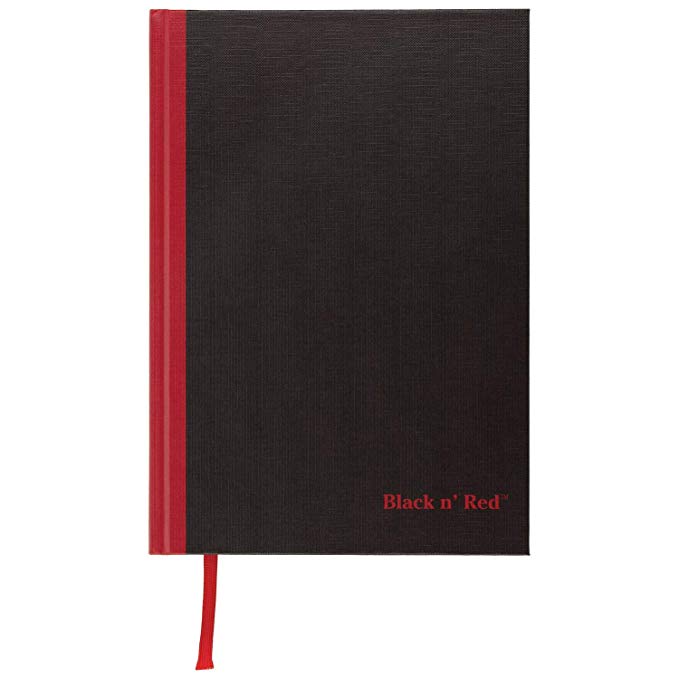 Black n' Red Casebound Hardcover Notebook, Medium/Large, Black, 96 Ruled Sheets, Pack of 1 (400110531)