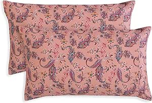 Elegant Comfort Paisley Pattern Pillowcase, 1500 Premium Hotel Quality Microfiber Breathable, Smooth Weave, Easy Care 2-Piece Set, Paisley Standard/Queen Pillowcase, Coral