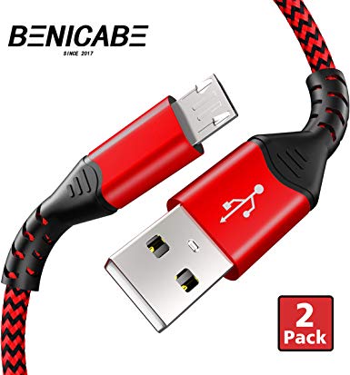 Android Micro USB Cable, Benicabe Micro Fast Charging Charger USB to USB A Nylon Braided Cord for Samsung Galaxy S7 S6 Edge J7 Note 5, Nexus, LG, Kindle and More Android Cables (Red, 2Pack 3.3FT)