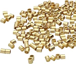 The Beadsmith Tube Crimp Beads, 2 x 2mm, 400 Pieces, Gold Color, Uniform Cylindrical Shape, No Sharp Edges, Designed to Secure The Ends of Jewelry Stringing Wires and Cables