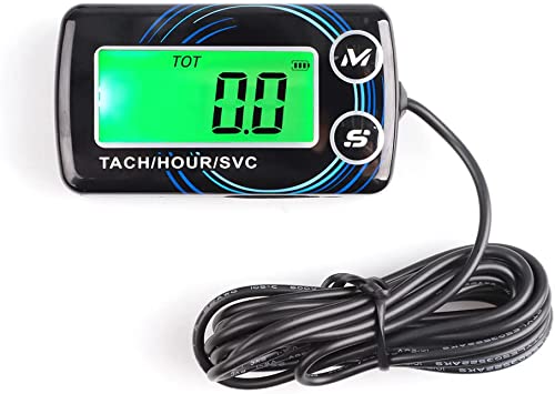 Digital Tachometer Tach Hour Meter Gasoline Engine Gauge Waterproof Maintenance Reminder Alert RPM Backlight for Chainsaw Lawn Mower Air Compressor Generator Snowmobile Marine ATV Motorcycle Boat