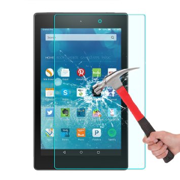 Fire HD 8 Glass Screen Protector, OMOTON Tempered Glass Screen Protector for Fire HD 8 (2015 Released) [9H Hardness] [Crystal Clear] [Scratch Resist] [Bubble Free Install], Lifetime Warranty