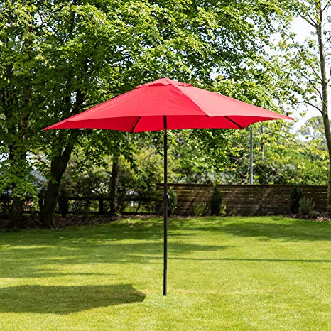 3m Aluminium Wind up Garden Parasol Sun Shade Patio Outdoor Umbrella - Choice of Colours (Red)