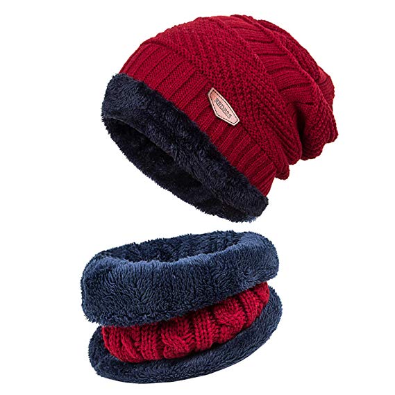 REDESS Winter Warm Beanie Knitting Hat Scarf Neck Warmer Set Men Women …