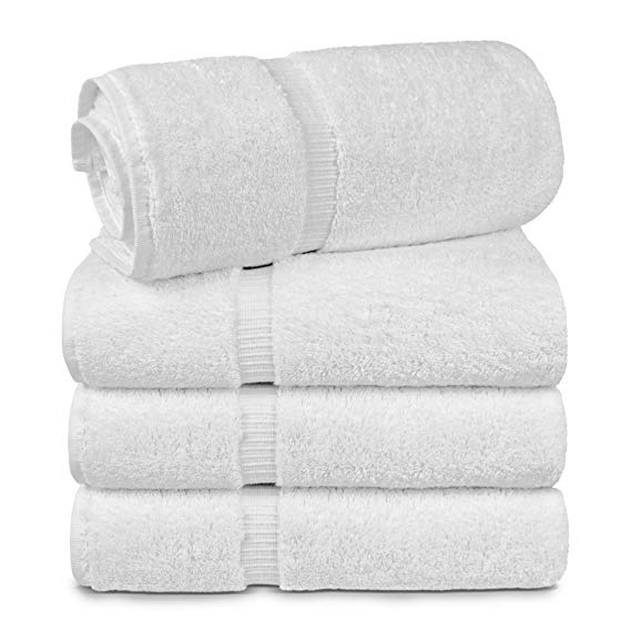 4 Piece Turkish Luxury Turkish Cotton Towel Set - Eco Friendly, 4 Bath Towels by Turkuoise Turkish Towel (White)