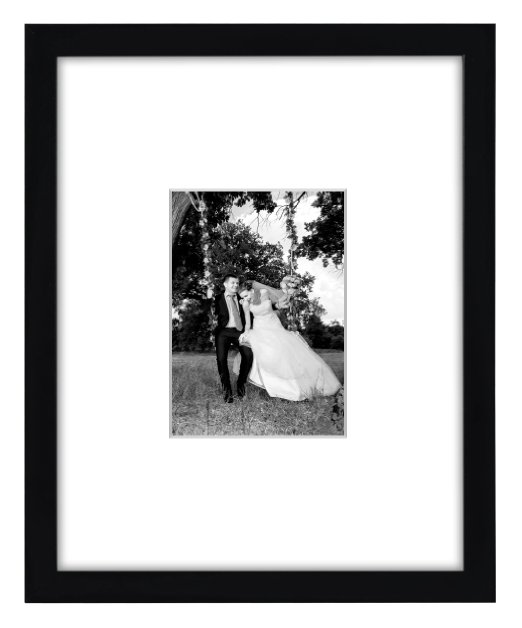 11x14 Black Picture Frame - Matted to Fit Pictures 5x7 Inches or 11x14 Without Mat; Glass Front; Ready-to-Hang
