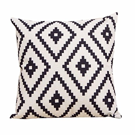 Laimeng Geometric Argyle Linen Throw Pillow Case