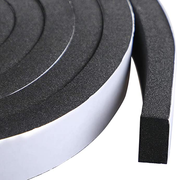 High Density Foam Tape Waterproof Sealing Strip CR Strips Neoprene Single-Sided Adhesive EVA Seal 3/4in X 3/8in X 13Ft